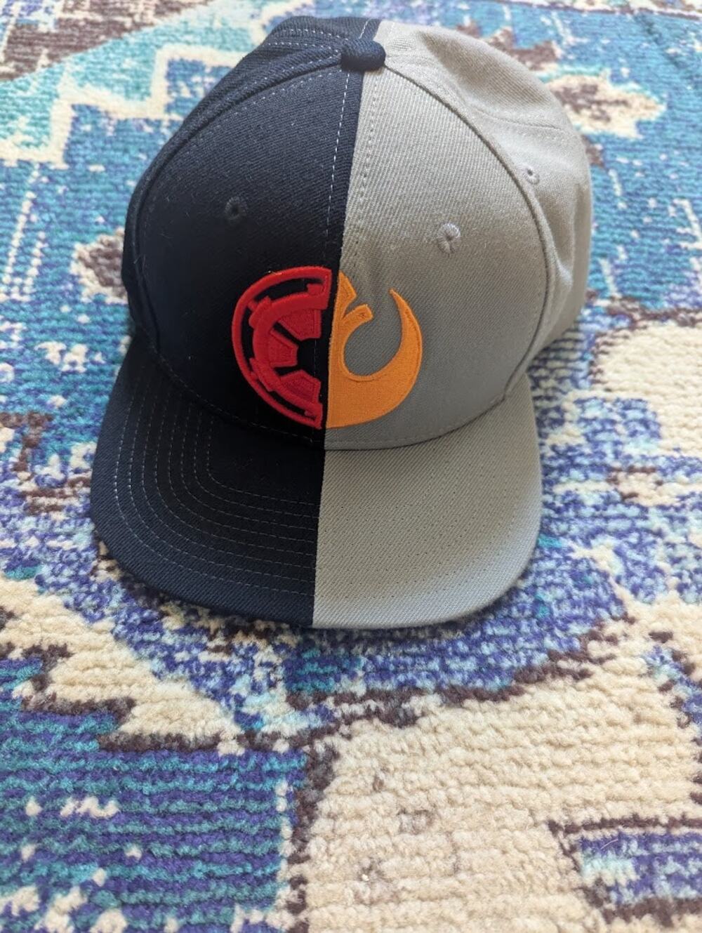 Vintage Star Wars Empire Rebellion Split Snapback Cap Black Gray Hat